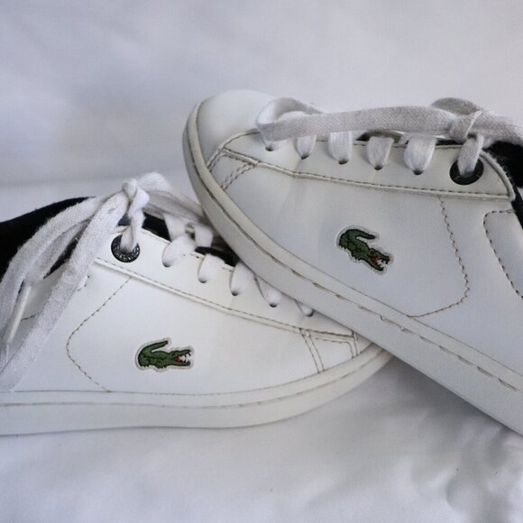 Lacoste Kids Sz 12 White Carnaby Evo Unisex Lace Up Casual Trainer Sneakers - Picture 7 of 9